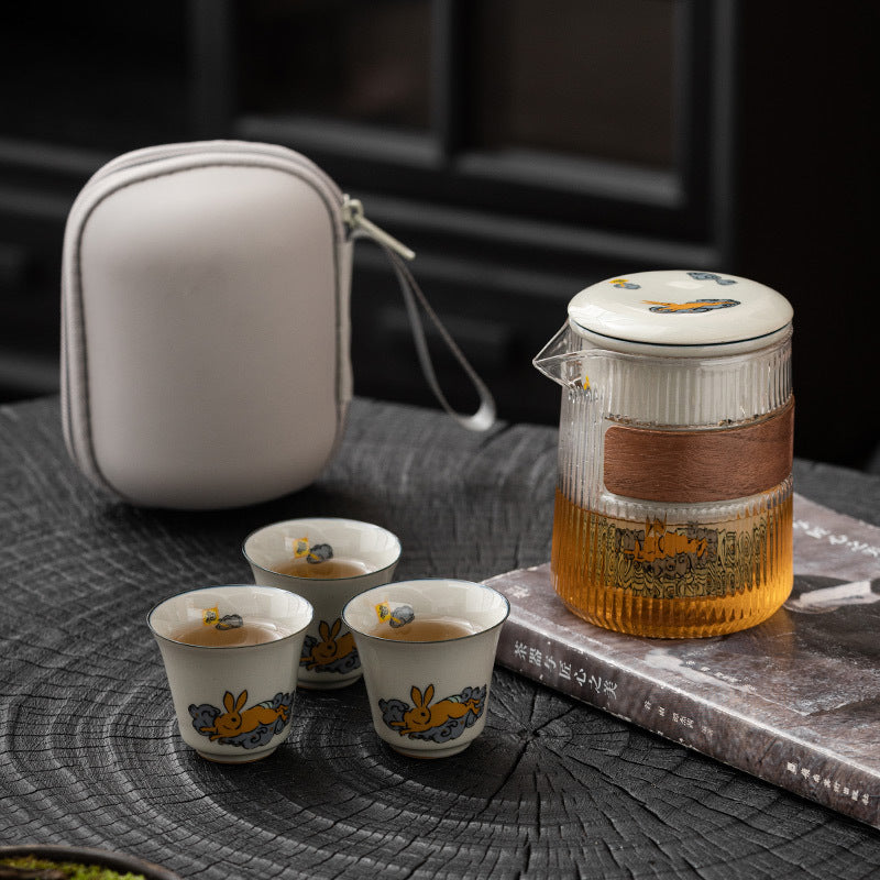 Ceramic Tea Cup with Animal Infuser and Travel Case