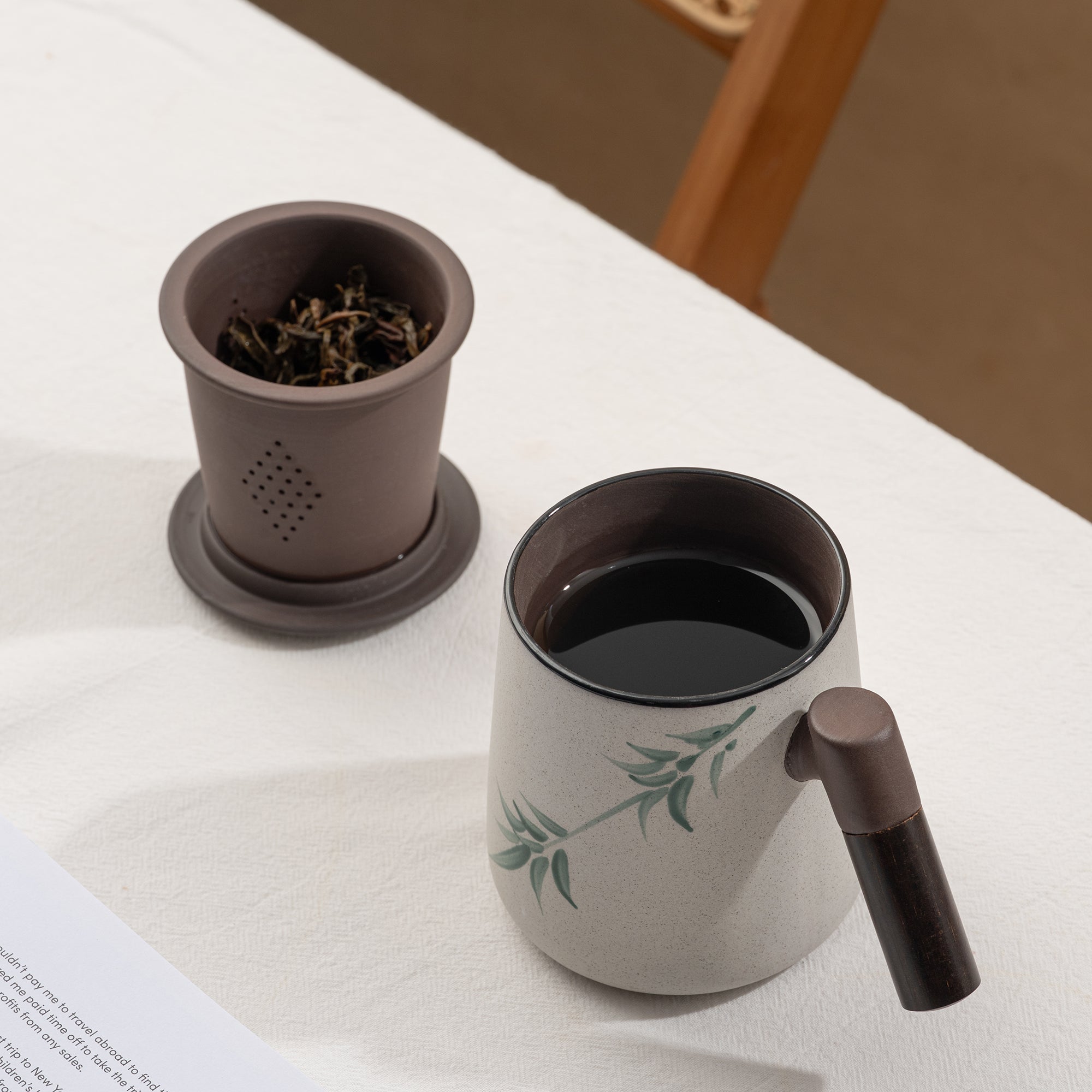 Hand Painted Purple Clay Tea Mug with Infuser