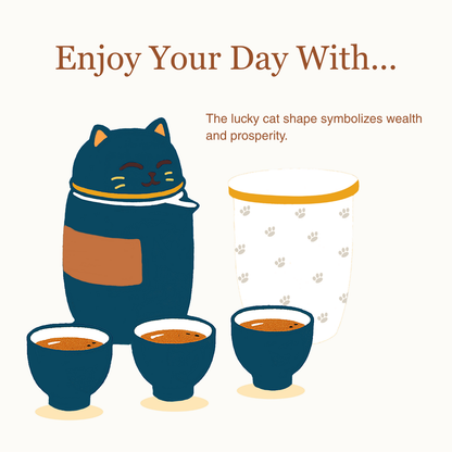 Tall Cat Tea Set with Travel Case