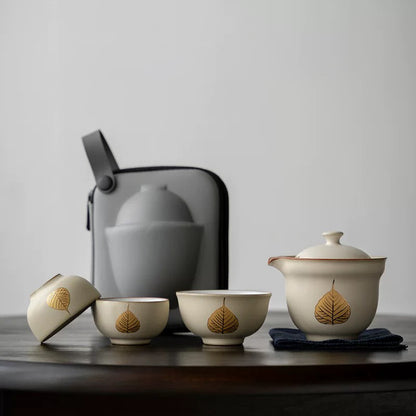 Gingko, Blossom, and Bodhi Tea Set with Travel Case