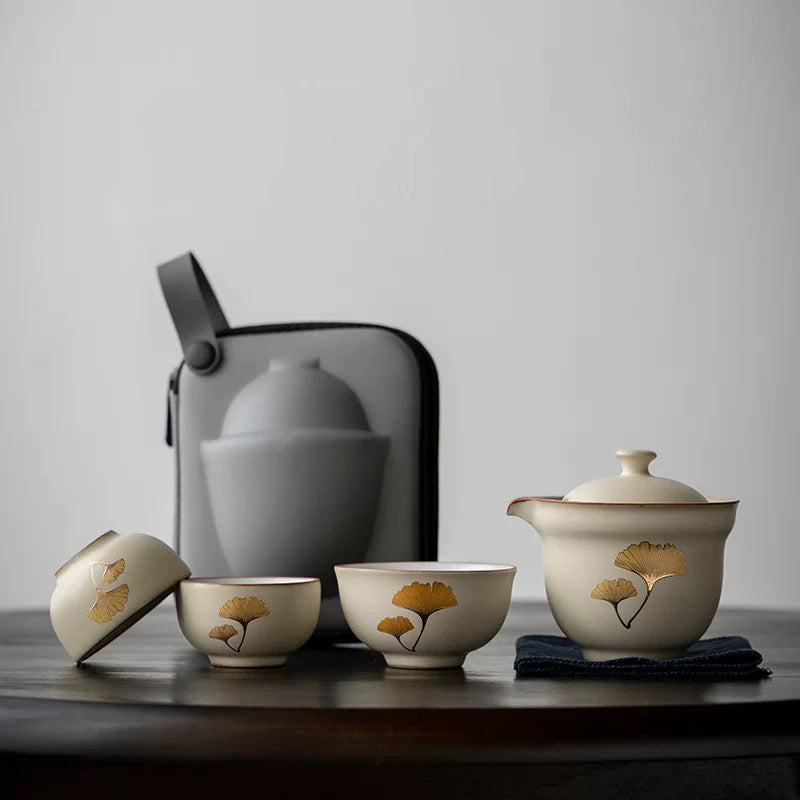 Gingko, Blossom, and Bodhi Tea Set with Travel Case