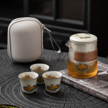 Ceramic Tea Cup with Animal Infuser and Travel Case