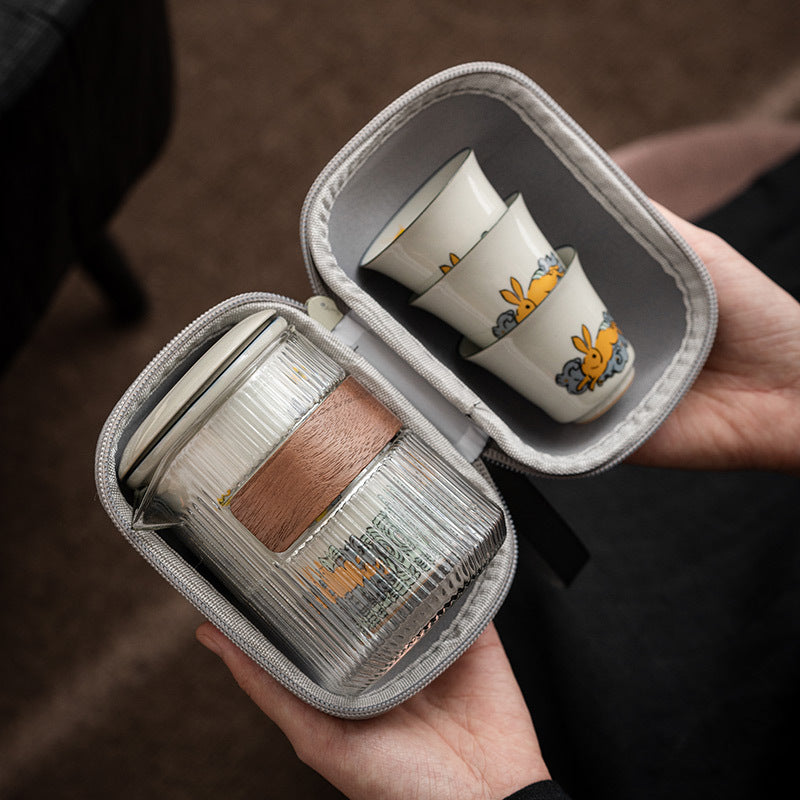 Ceramic Tea Cup with Animal Infuser and Travel Case
