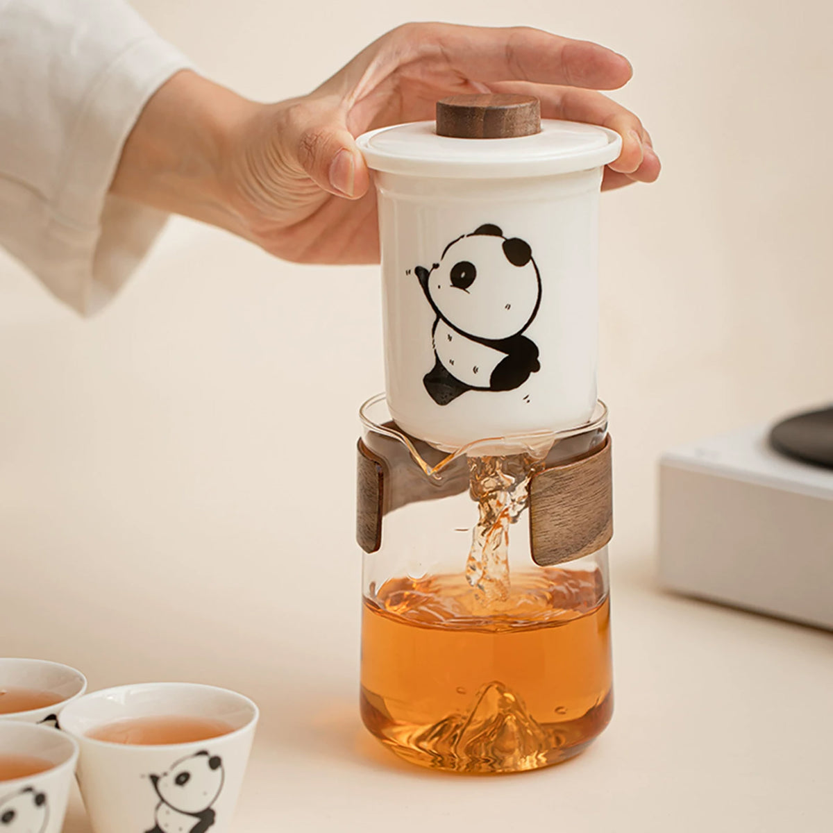 Panda Glass Travel Tea Set