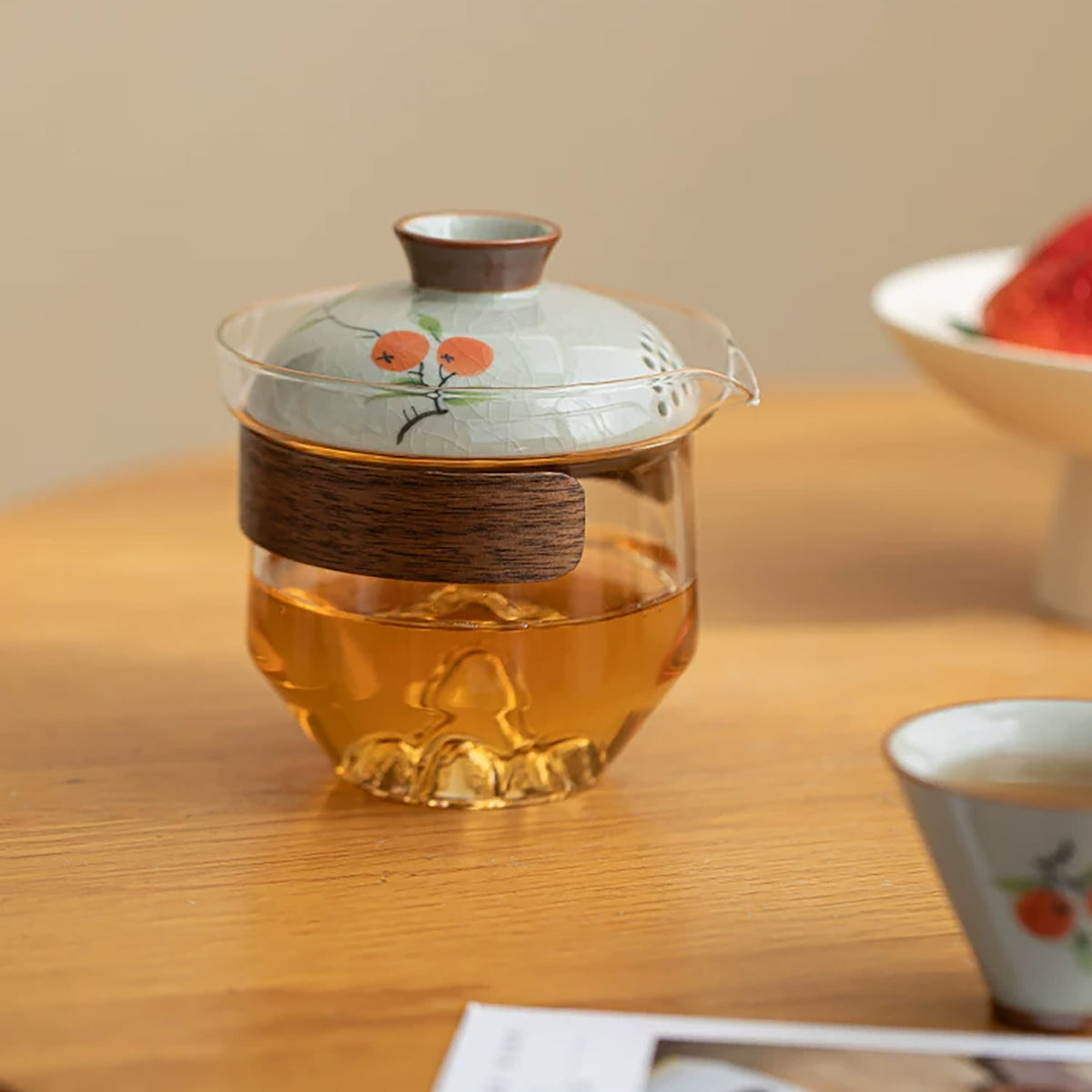 Persimmon Glass Travel Tea Set