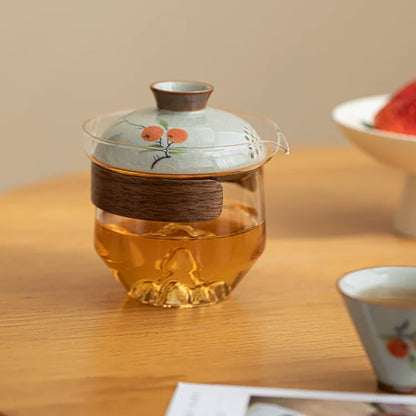 Persimmon Glass Travel Tea Set