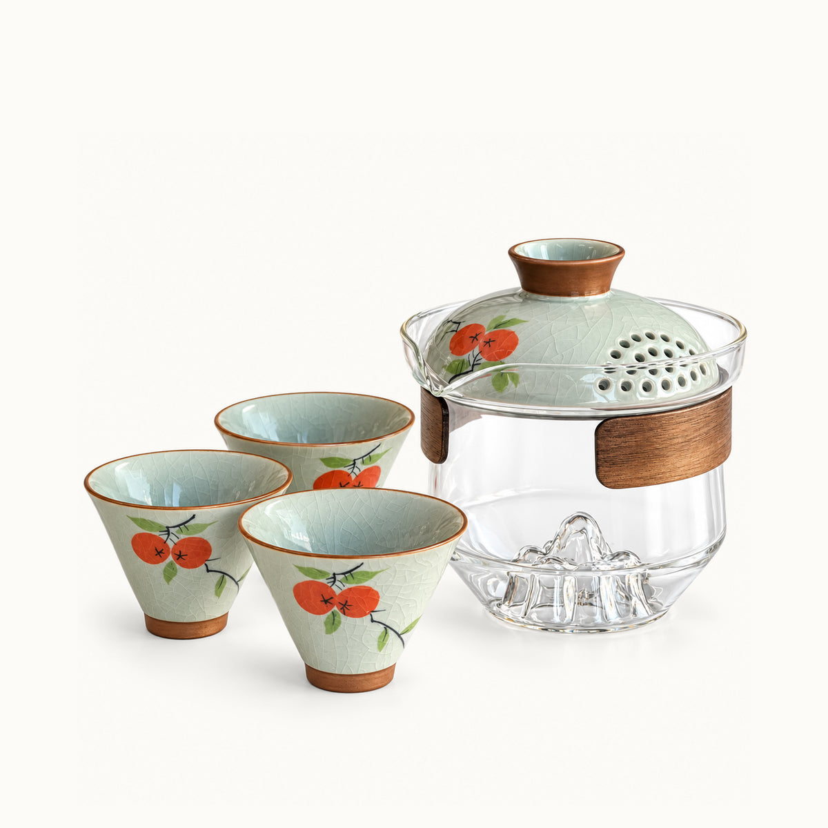 Persimmon Glass Travel Tea Set