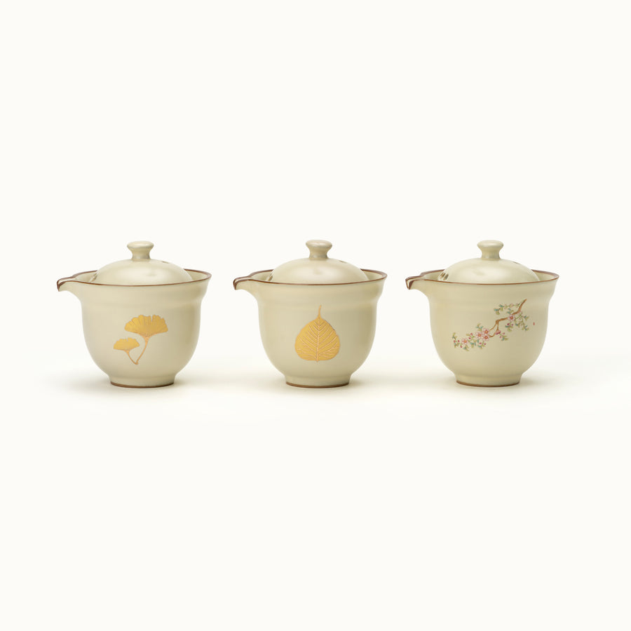 Portable Ceramic Gongfu Travel Tea Set | 1 Pot, 3 Cups & Travel Case