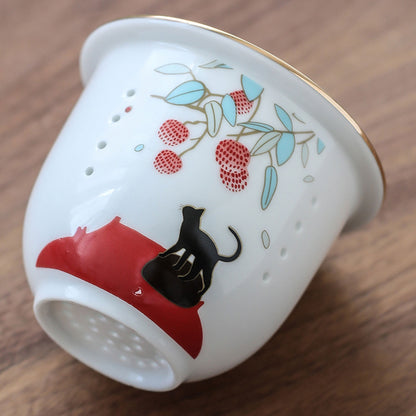 Glass Tea Mug with Cat Infuser