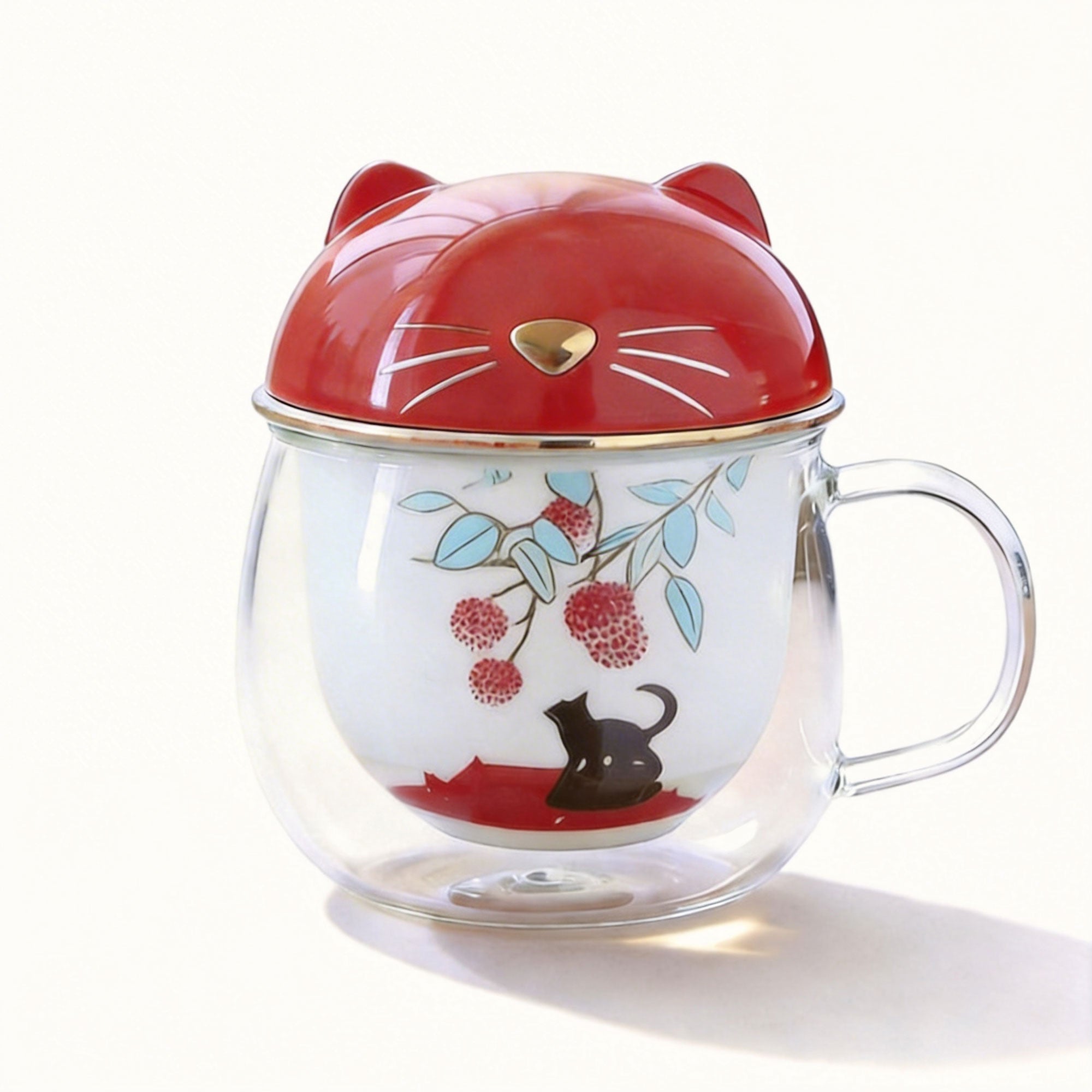 Glass Tea Mug with Cat Infuser