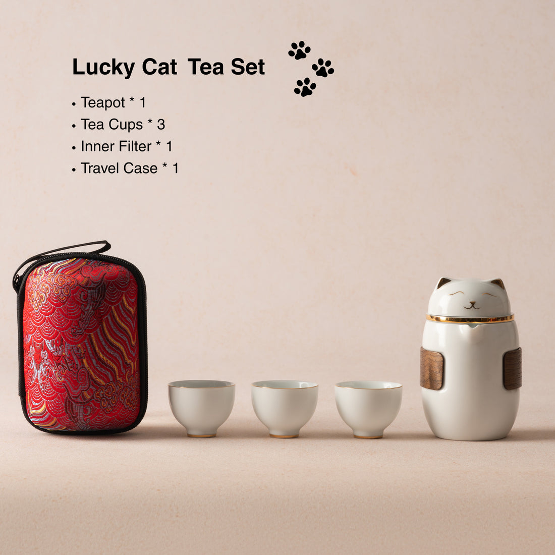 Lucky Cat Portable Travel Tea Set