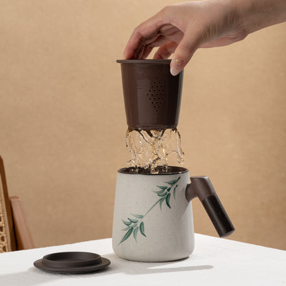 Hand Painted Purple Clay Tea Mug with Infuser