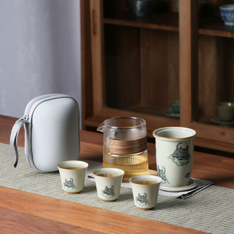 The Roaring Brew Ceramic Cup with Tiger Infuser and Travel Case
